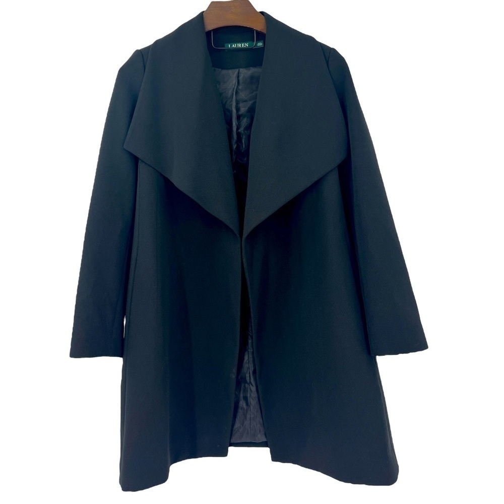Lauren Ralph, Lauren, three-quarter length black dress coat size small